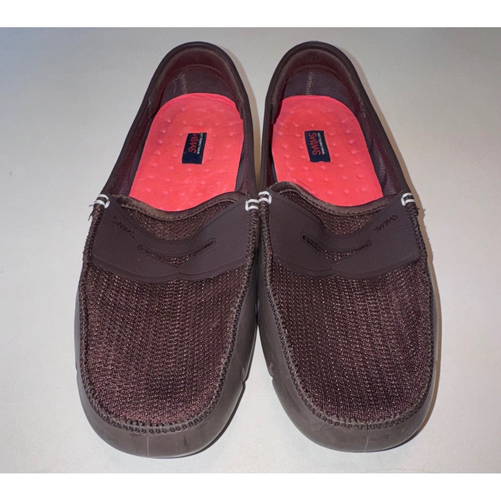 Swims Men's Penny Loafers Brown Rubber Boat Slip On Mesh Water Shoes Size 10